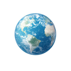 A vibrant depiction of Earth, showcasing its blue oceans and green landmasses against, isolated on a white background, symbolizing the planet's beauty and diversity.