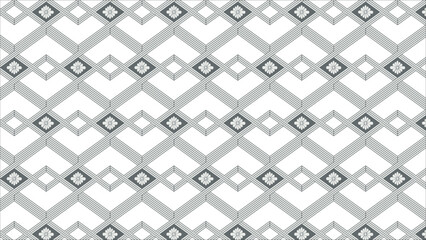 Japanese Hanabishi diamond shaped floral design gray and white