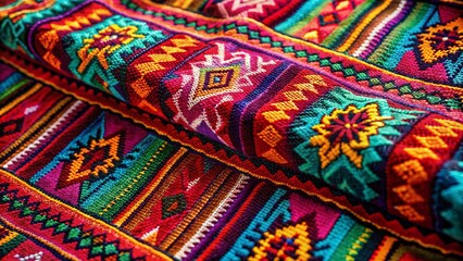 Traditional Peruvian Textile Pattern with Tribal Aztec Design for Home Decor and Fashion Products