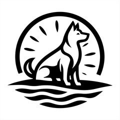 Silhouette Dog Logo Design Vector Illustration.