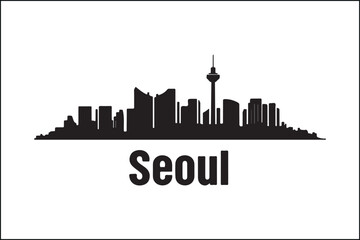 Naklejka premium Seoul Skyline Silhouette Vector | Digital Cityscape IllustrationSeoul City Vector Art | Modern Urban Silhouette DesignSeoul Skyline SVG | Minimalist South Korea SilhouetteSeoul Silhouette Digita