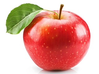 Fresh juicy apple, with a smooth, shiny skin on a white background.