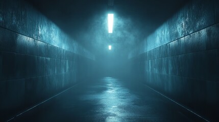 Eerie Corridor Echoes: A Haunting Minimalist View. Concept Minimalist Photography, Haunting Aesthetics, Eerie Atmosphere, Corridor Echoes, Spooky Vibes