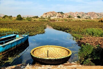 Coracle boat, Hubli, Dharwad, Karnataka, India, Asia