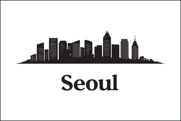 Naklejka premium Seoul Skyline Silhouette Vector | Digital Cityscape IllustrationSeoul City Vector Art | Modern Urban Silhouette DesignSeoul Skyline SVG | Minimalist South Korea SilhouetteSeoul Silhouette Digita