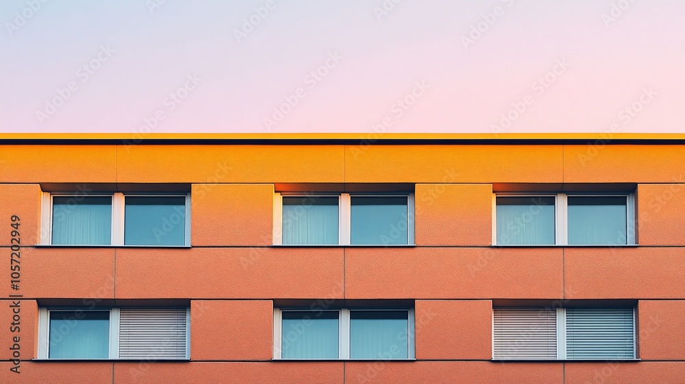 Poster Minimalist facade of a building with windows.