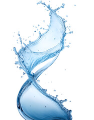 Twisted water splash floating or flying isolated white background