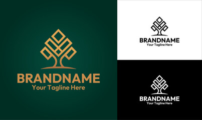 Modern Geometric Tree Logo for Eco-Friendly, Real Estate, and Tech Brands