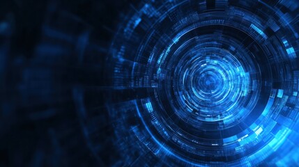 Futuristic blue technology background with abstract digital circular designs, providing ample copy space 32k high resolution
