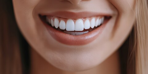Close-up showing a smiling woman’s mouth before and after teeth whitening, emphasizing visible improvement.