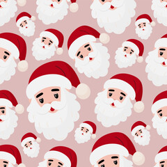 Pattern with Santa Claus. Christmas illustration, cute character, trendy colors.