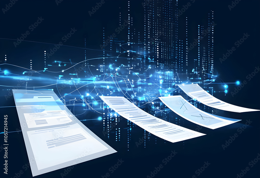 Leinwandbilder Digital documents created using future world technology. automated invoice and receipt management concept.	