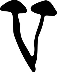 Mushroom silhouette art icon image. Big set of mushroom - Edible and non-edible mushrooms illustration