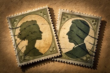 Fototapeta premium Vintage Double Sale Coupons Postage Stamp Template for Mail Letters