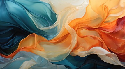 Obraz premium An abstract composition of flowing fabric in vibrant colors creating a dynamic visual effect.