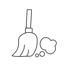 Cleaning kit outline icons set vector