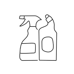 Cleaning kit outline icons set vector