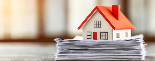 House Mortgage Documents Stack of papers, representing financial