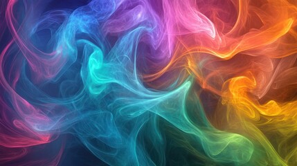 Obraz premium Colorful smoke effect with swirling hues, a delicate and artistic explosion of color in soft gradients and shapes
