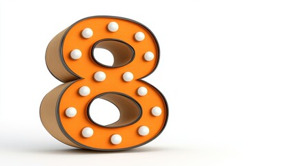 Obraz premium 3D Orange Number 8 with Bulbs Illuminated Sign Design