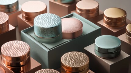 Custom cosmetic packaging with designer labels and luxury embossed texture