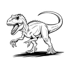 black and white hand-drawn dinosaur sketches