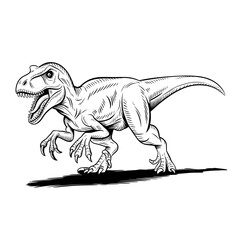 black and white hand-drawn dinosaur sketches
