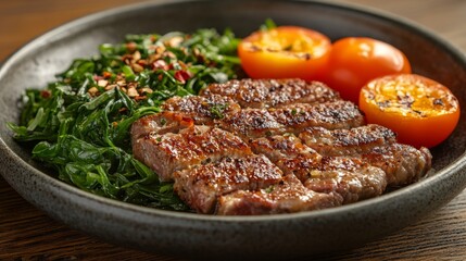 Directional Lighting Captures Keto Meal with Fresh Ingredients on Minimal Table Setting