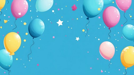 drawing of many balloon on blue