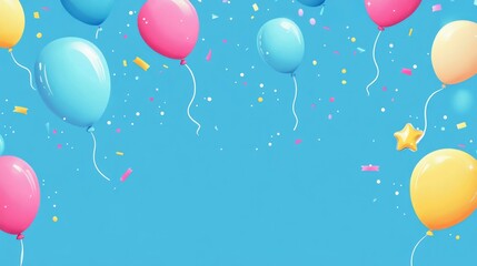 Fototapeta premium drawing of many balloon on blue