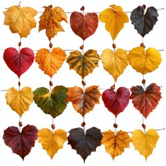 Obraz premium Colorful Autumn Leaves in Heart Shape Garland