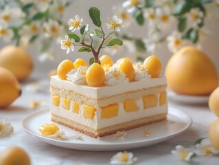 Lemon and Yellow Flower Cake