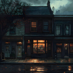 old house in the night. Generative AI