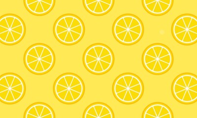 Lemon slices pattern on yellow background. Lemon seamless pattern.