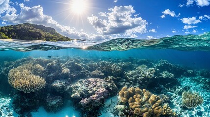 Whitsunday Islands, Australia with coral reefs and turquoise waters