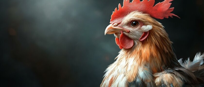 Realistic Rooster Illustration with Dynamic Feathers