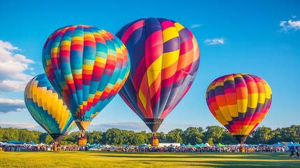 Obraz premium Vibrant Balloons Dance at Groovy Festival: Capturing Dynamic Energy in Sharp Focus