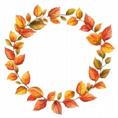 Autumn Leaves Round Frame for Seasonal Decor