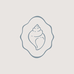 Seashell illustration. Stylized vector element for prints, clothing, pattern, packaging and postcards.