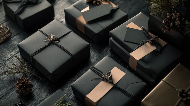 Personalized gift packaging with modern design and custom name tags