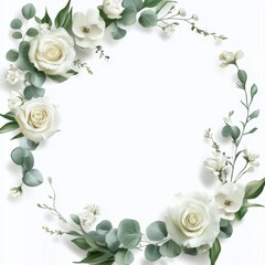 Fototapeta premium Elegant White Roses with Eucalyptus Arrangement