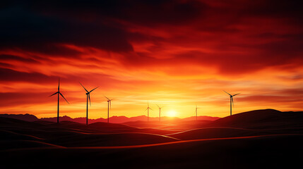 Obraz premium Electric turbines on coastal dunes, sustainable and eco-friendly energy in fragile natural landscapes