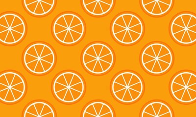 Orange slices pattern on orange background. Orange seamless pattern.