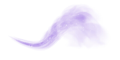 Cigarette smoke. Purple fog or smoke. Fantastic smoke background. Purple magic smoke with glitter and small particles of twinkling stars, fog with glowing particles, multicolored steam with stardust. 