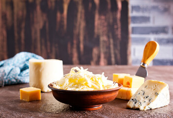 grated cheese in bowl, mix from cheese