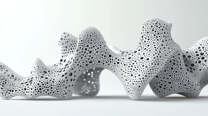 Abstract White Sculpture with Dotted Pattern
