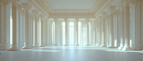 Fototapeta premium White Column Hallway.