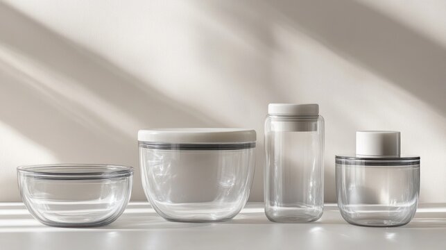 Transparent cosmetic packaging with minimalist design, eco-friendly materials