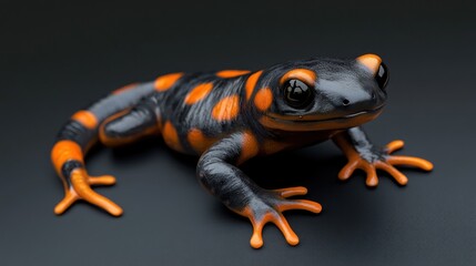 Close-up of a Striking Black and Orange Salamander