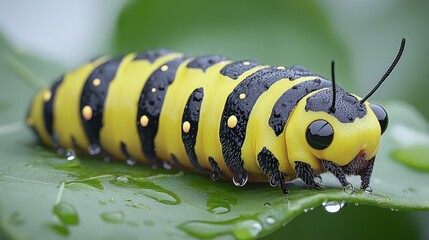Fototapeta premium Baroque-inspired close-up of caterpillar with vibrant colors